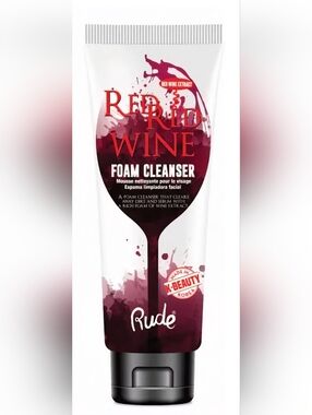 Rude Red Wine Foam Cleanser K Beauty Face Wash Deep Clean Red Wine Extract NIB